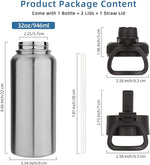 Load image into Gallery viewer, Volhoply 32 oz Water Bottles Bulk 4 Pack with Straw Lid &amp; Spout Lid,Insulated Sports Water Bottle,Double Wall Vacuum Stainless Steel Cups,Leakproof Wide Mouth Metal Flask for Travel(Silver,4)