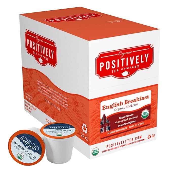 Organic Positively Tea Company, English Breakfast Black Tea, K-Cup Compatible, 24 Pods