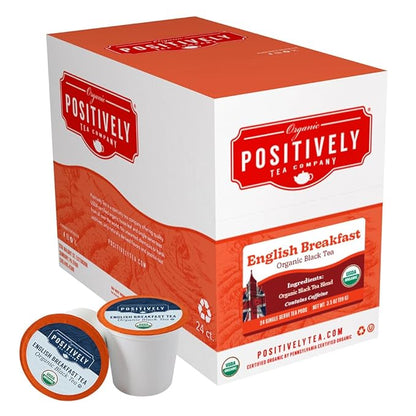 Organic Positively Tea Company, English Breakfast Black Tea, K-Cup Compatible, 24 Pods