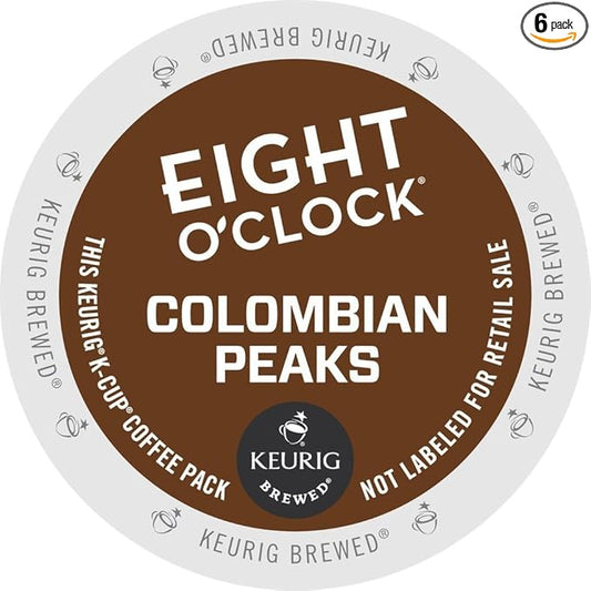 Eight O Clock, Colombian Peaks, Single-Serve Keurig K-Cup Pods, Medium Roast Coffee, 144 Count (6 Boxes of 24 Pods)