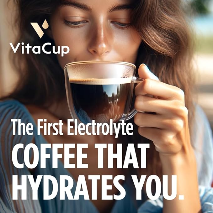 VitaCup Hydration Coffee Packets, The First Coffee That Hydrates You w/Electrolytes, Coconut Water, Pink Himalayan Salt, Magnesium, Medium Roast, Instant Coffee in Single Serve Sticks, 18 Ct
