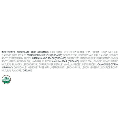 Tea Forte Jardin Organic Fruit, Herb and Flower Teas, Petite Presentation Box Tea Gift Set Sampler, 10 Count, 2 of Each Variety Individually Wrapped Handcrafted Pyramid Infuser Bags