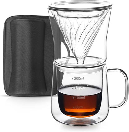 TaiLake Coffee Self Brewing Cup - Perfect for Single Serve Coffee - Experience the Art of One Cup Pour Over Coffee Maker(Vortex Filter Set)