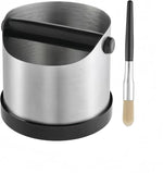 Load image into Gallery viewer, Coffee Grounds Knock Box, Small Stainless Steel Espresso Coffee Knock Box, Coffee Grind Knock Out Box with Removable Knock Bar and Coffee Brush, Coffee Grounds Container with Non-Slip Base