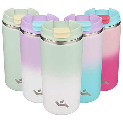 Tumbler with Lid, 12 oz Travel Coffee Mug Double Wall Vacuum Stainless Steel Thermal Metal Cup Insulated Water Bottle,GreenWhite