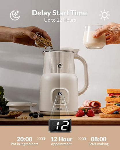 6 in 1 Automatic Nut Milk Maker Blender, 20oz Homemade Coconut, Soy, Oat, Almond, Plant Based Milks and Non-Dairy Beverages with Delay Start/Keep Warm/Boil Water/Self-Cleaning, Cream