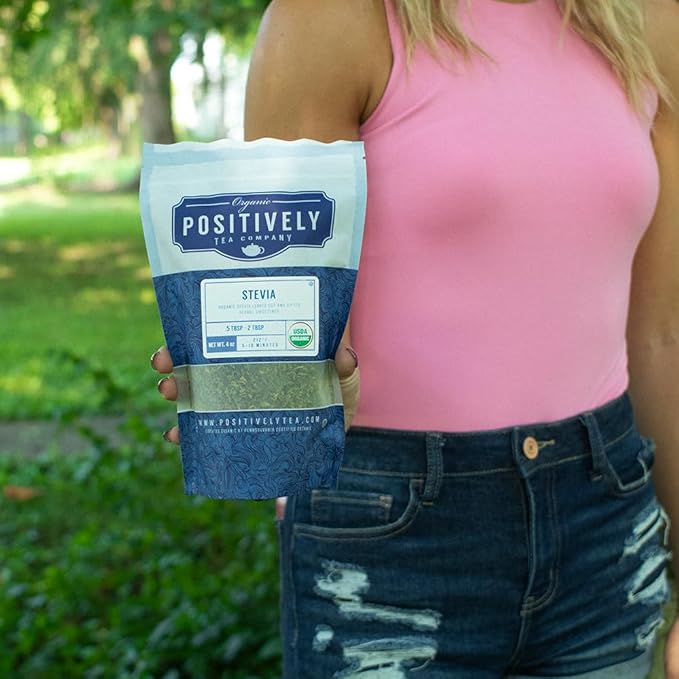 Organic Positively Tea Company, Stevia Leaf, Herbal Tea, Loose Leaf, 4 Ounce