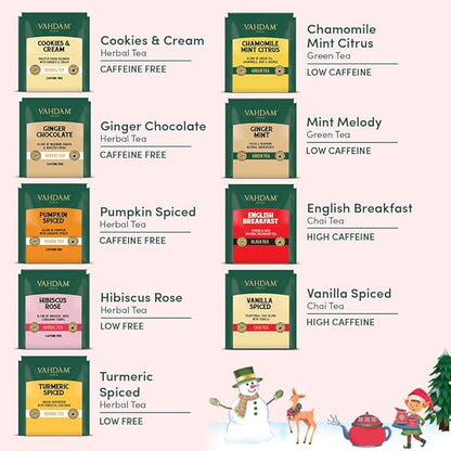 VAHDAM, Merry Christmas Tea Gift Set (9 Individually Wrapped Tea Bags) Limited Edition -Gluten Free, Non GMO | Christmas 2025 Gift Ideas | Christmas Gifts For Women 2025 & Christmas Gifts For Men 2025