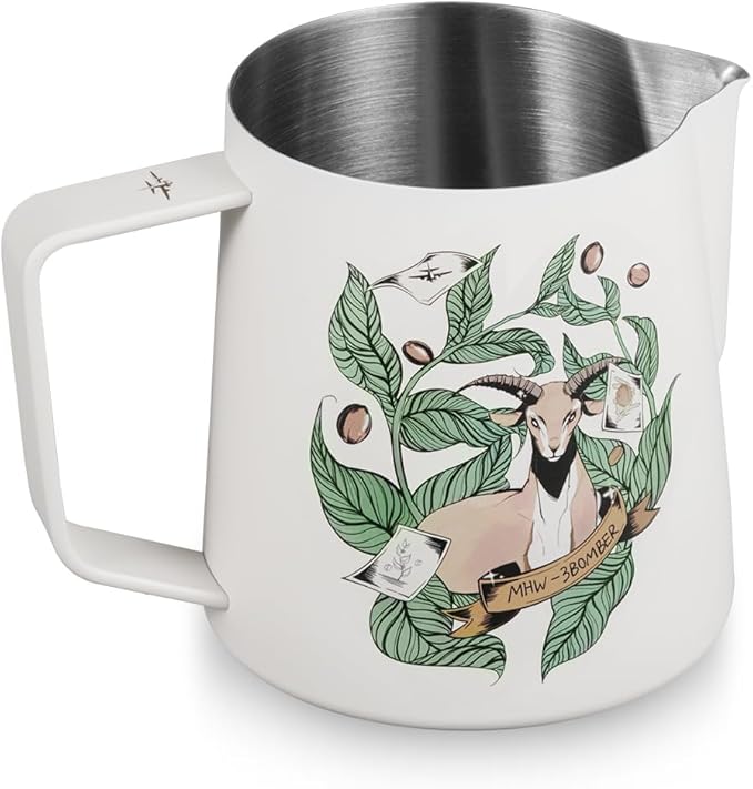 MHW-3BOMBER Espresso Steaming Pitcher Milk Frothing Pitcher Stainless Steel Milk Coffee Cappuccino Latte Art Barista Cup (Origin White, 20 Ounces)