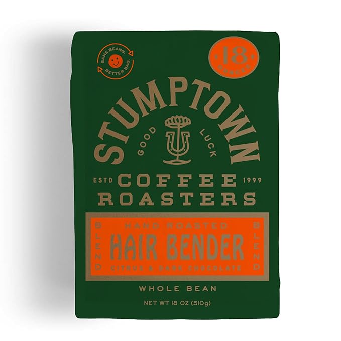 Stumptown Coffee Roasters, Medium Roast Whole Bean Coffee - Hair Bender 18 Ounce Bag with Flavor Notes of Citrus and Dark Chocolate