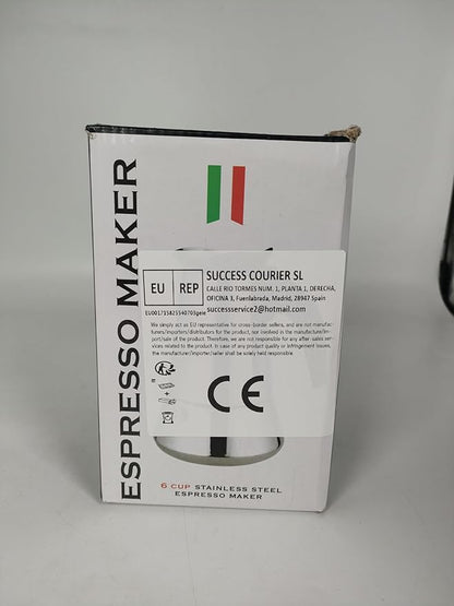 6 Cup Stovetop Espresso Maker Stainless Steel Moka Pot Stove Top Percolator Italian Coffee Makers Capable Mocha Greca Machine Cafe Classic Induction Cookers for Home and Camping 300ml 10oz