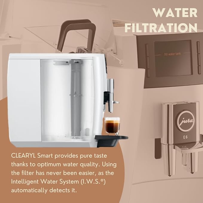 Jura E6 Automatic Espresso Machine (White) Bundle with Water Stabilizer, Cleaning Tablets, Milk System Cleaner, and Milk Container Kit for Exceptional Home Coffee Experience (5 Items)