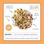 Load image into Gallery viewer, Steven Smith Teamaker Meadow No. 67, Chamomile, Rooibos, Hyssop &amp; Rose Petals, Herbal Tea Blend, Caffeine-Free, Sugar-Free, Sustainably Grown, Tea Bags, 36 Sachets, 0.85oz each