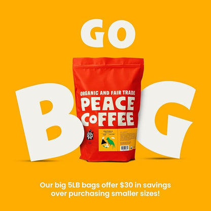 Peace Coffee Guatemala Single Origin Coffee | 5 lb Ground Dark Roast | Organic Fair Trade | Rich, Chocolatey Flavor | Shade Grown, Fresh Roasted