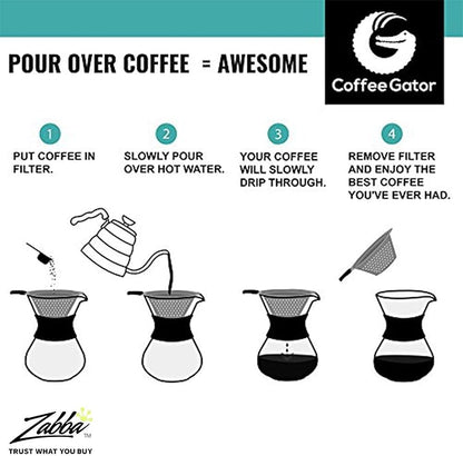 Gooseneck Kettle with Thermometer - 34oz Premium Stainless Steel Pour Over Coffee Maker Kettle, Stove Top, w/Precision Drip Spout, for Drip Coffee, French Press, Tea Kettle, 4 Cup