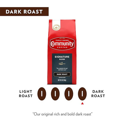 Community Coffee Signature Blend, 128 Ounces Ground Coffee, Dark Roast, 32 Ounce Bag (Pack of 4)