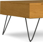 Load image into Gallery viewer, SIMPLIHOME Hunter Lift Top Coffee Table - 32 inch Wide Oak Veneer and Metal Industrial Square Lift Top Cocktail Table in Oak, Living Room Table with Dual Lift Tops, Hidden Storage and Hairpin Legs