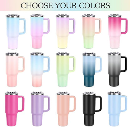 Personalized 40 oz Tumbler with Handle and Straw, Custom Tumbler with Picture, Logo, Text, Stainless Steel Travel Coffee Mug Cup, Personalized Gifts For Women Men Birthday Anniversary Christmas Gifts