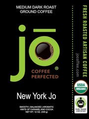 NEW YORK JO: 12 oz, Medium Dark Roast Organic Ground Coffee, Signature Blend, 100% Arabica Coffee, USDA Certified Organic, NON-GMO, Fair Trade Certified, Gluten Free, Gourmet Coffee from Jo Coffee®