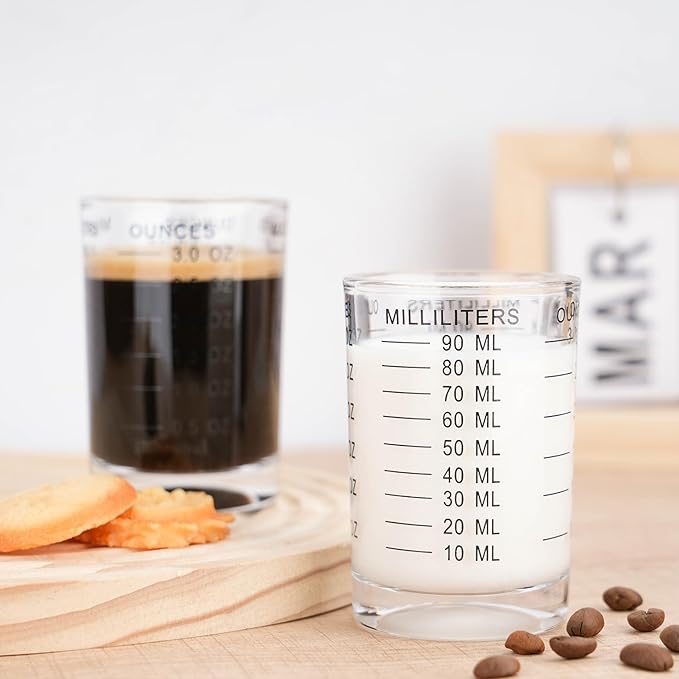 Shot Glass Measuring Cup 3 Ounce/90ML Liquid Heavy High Espresso Glass Cup Black Line