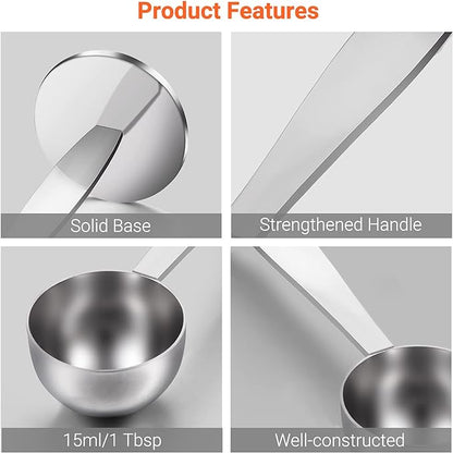 Two-in-One Stainless Steel Coffee Scoop Tamping Dual-Purpose Coffee Spoon Powder Hammer Tamper Multi Function Spoon Holder Coffee Tools for Measuring and Tamping