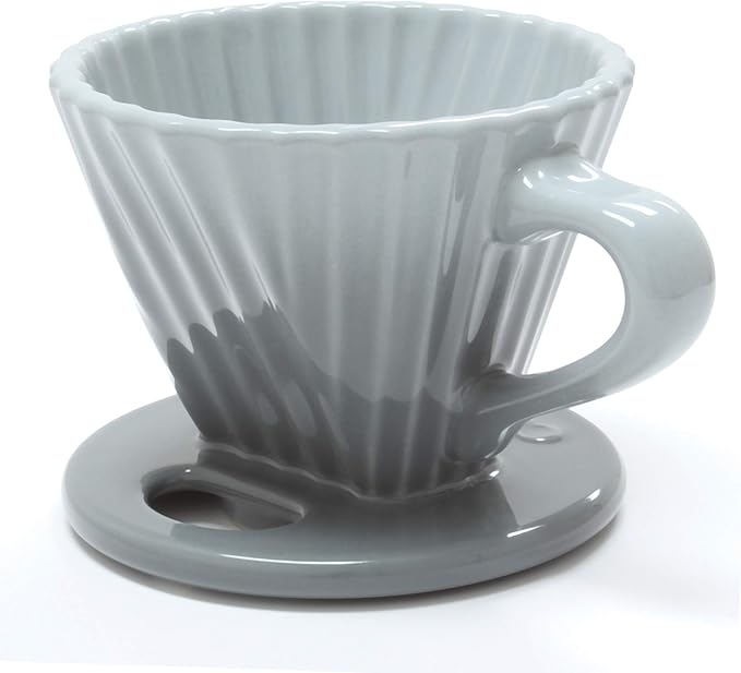 Chantal "Lotus" ceramic pour over coffee dripper, 8 ounces, Fade Grey