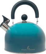 Load image into Gallery viewer, Emeril Lagasse 2.6 Quart/2.5 Liter Whistling Tea Kettle, Stainless Steel Tea Pot for Induction Stove Top, Fast to Boil Water for Home Kitchen Condo, with Ergonomic Cool Folding Grip Handle, Teal