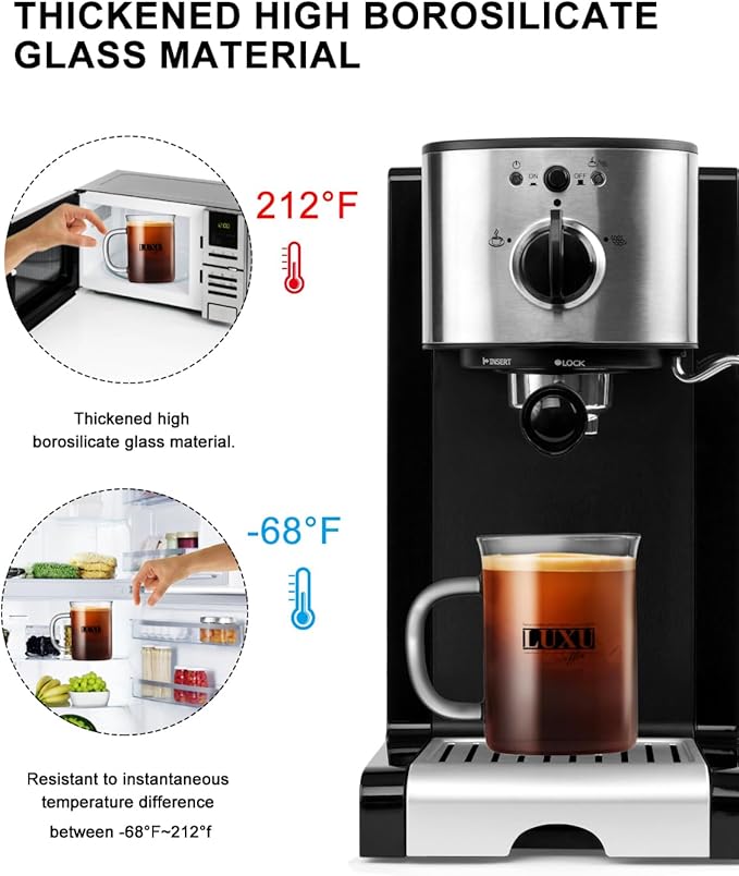 2pcs Set Glass Coffee Mugs 15oz Bell Mouth Glass Coffee Cups Clear Large Tea Cups,Cute Coffee Bar Accessories,Iced Coffee Glasses,Lead-Free Glass Cups for Water,Latte,Milk-Flat Bottomed Design