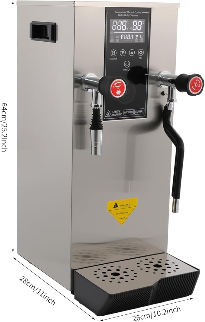 4 IN 1 Commercial Hot Water Machine, 110V/2300W Coffee Milk Foam Maker, 12L/3.17gal/H Steam Water Boiling Machine, Electric Foam Machine for Coffee Bubble Tea Milk Tea
