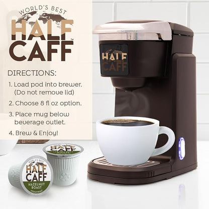 World's Best Half Caff Hazelnut Coffee Pods, 18 ct, Medium Roast Flavored Coffee in Recyclable Single Serve Pods – 100% Arabica Beans, Compatible with Keurig K Cups Maker