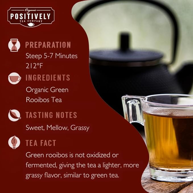 Organic Positively Tea Company, South African Green Rooibos Tea, Loose Leaf, 16 Ounce