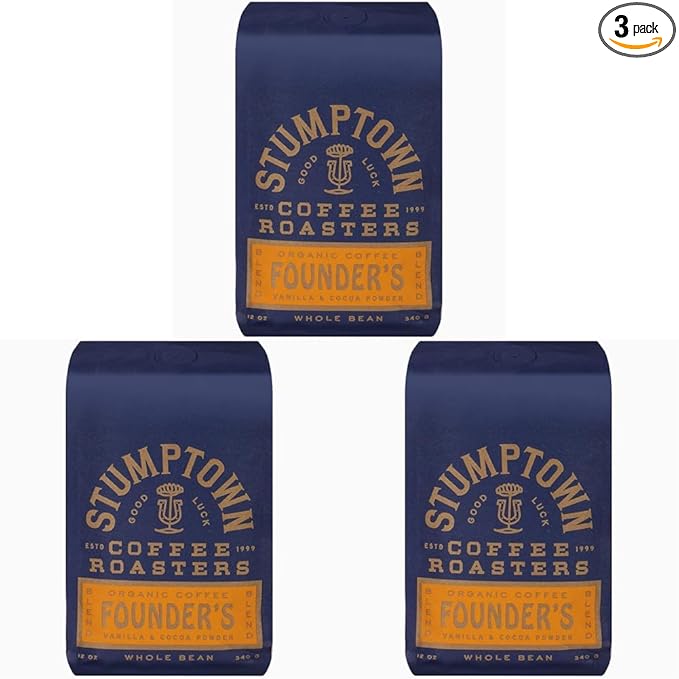 Stumptown Coffee Roasters, Medium Roast Whole Bean Coffee - Founder's Blend, Flavor Notes of Vanilla and Cocoa Powder, 24 Ounces (2 Bags of 12 Ounces)