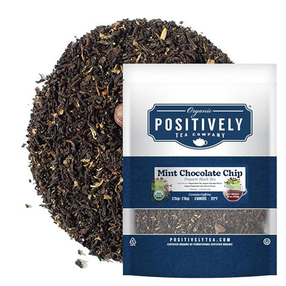 Organic Positively Tea Company, Mint Chocolate Chip, Black Tea, Loose Leaf, 16 Ounce
