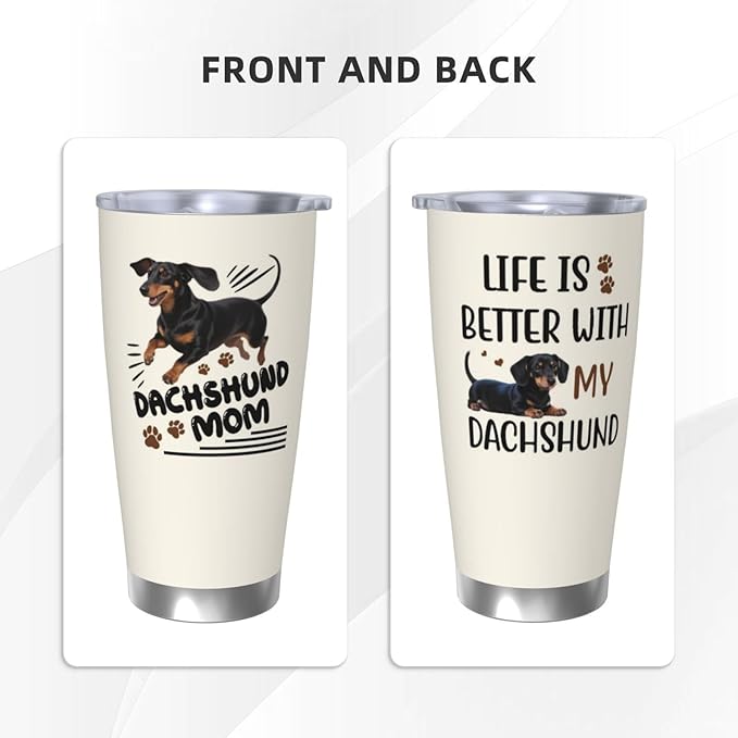 Best Dachshund Mom Gifts for Women, 20 Oz Dachshunds Lover Travel Tumbler Mugs, Travel Mug Gift for Dachshunds Mom