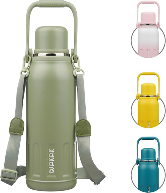 BJPKPK Insulated 50oz Thermal Water Bottle with Lid and Carry Handle Insulated Stainless Steel Water Bottles for Outdoor Sports,Army Green