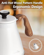 Load image into Gallery viewer, Harriet Gooseneck Kettle with Thermometer for Pour Over Coffee and Tea, 37 fl oz, Stainless Steel, Durable 3-Layer Base, Ideal Spout for Precision Pouring, Compatible with all Stove Tops, White