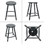 Load image into Gallery viewer, chairus 24" Black Backless Counter Height Bar Stools Set of 2, Farmhouse Wooden Counter Stools with Round Seat &amp; Turned Legs, Rustic Vintage Colonial Short Bar Chairs for Kitchen Island