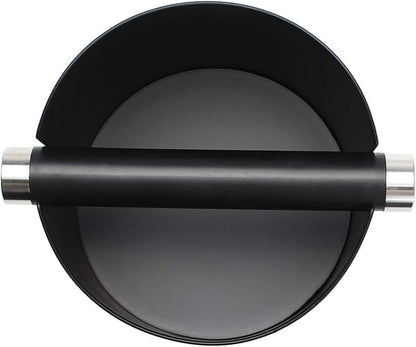Espresso Knock Box, Stainless Steel Coffee Grounds Knock Box, With Removable Knock Bar and Non-Slip Rubber Base (Black)
