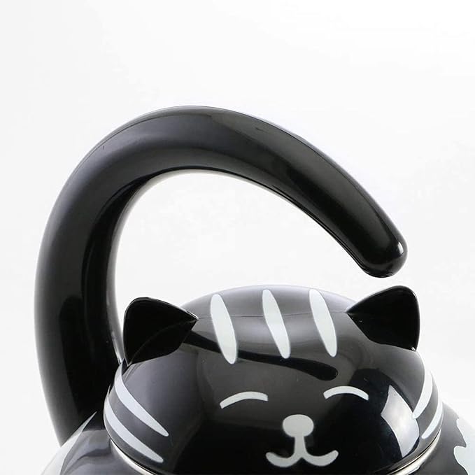 Whistling Tea Kettle for Stove Top Enamel on Steel Teakettle, Supreme Housewares Black Cat Design Teapot Water Kettle Cute Kitchen Accessories Teteras (2.1 Quart, Black Cat)
