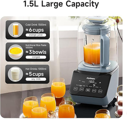 Joydeem Soymilk Maker Machine with Soundproof Shield, Hot and Cold Blender for Soymilk, Juice, Milkshake and Soup, Low Noise Cooking Blender, 1.75L Capacity, JD-J09