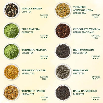 VAHDAM, World Top 20 Tea Sampler - Black, Green, Chai, Herbal & More | Assorted Loose Leaf Gift Set Variety Pack | Tea Gift Ideas for Women & Men