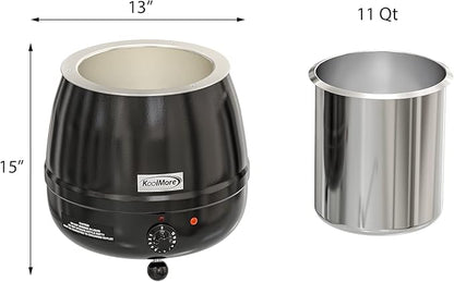 KoolMore Commercial Soup Kettle Warmer with Hinged Lid and Removable Pot Insert for Buffet, Restaurant, Party, Event, and Catering, Large 2.5 Gallon, Electric [Black] (SK-BK-3G)