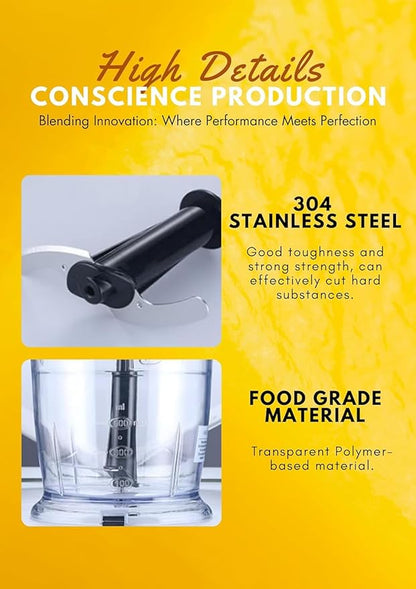 MegaWise Pro Titanium Reinforced 5-in-1 Immersion Hand Blender, Powerful 400W with 80% Sharper Blades, 12-Speed Corded Blender, Including 500ml Chopper, 600ml Beaker, Whisk and Milk Frother (Black)