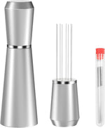 Load image into Gallery viewer, WDT Espresso Distribution Tool, 0.35mm 8 Needle Coffee Stirrer with 8 Extra Needles, 304 Stainless Steel, Aluminum Alloy Handle with Stand, Barista Espresso Whisk Tool (Metal Silver)