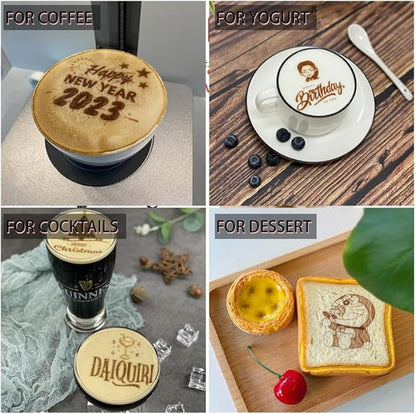 Coffee Latte Art Machine EB-Pro Customized Photo Selfie Printing with Camera Cake Desserts DIY Personalized Decoration for Cafes Bars Museums, Brown FancyBox - White