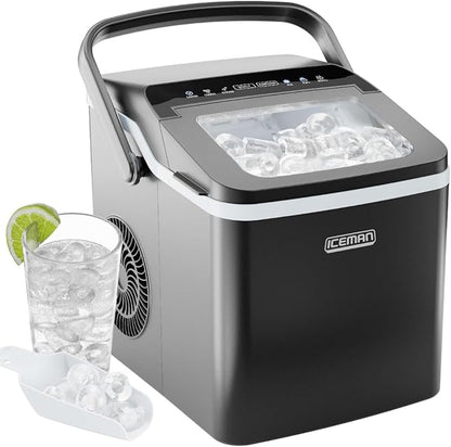 ICEMAN Dual-Size Ice Maker Countertop - Portable Ice Machine, Large and Small Ice Machine Maker with Self Cleaning, 9 Cubes in 7 Mins, 22lbs/24hrs, for Home, Kitchen, Office, Party, Ice Scoop Included
