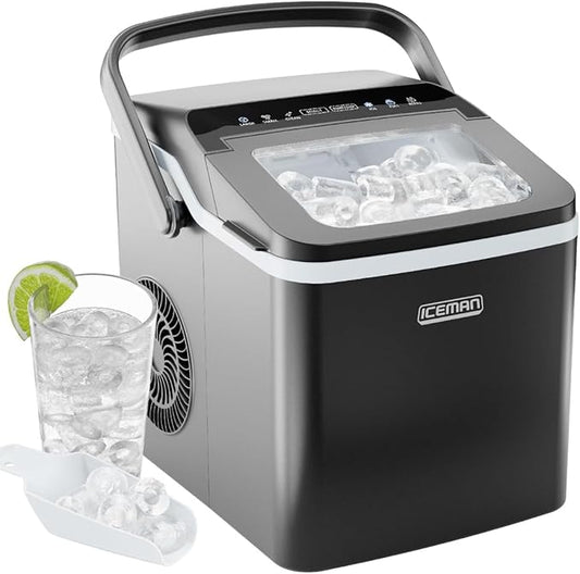 ICEMAN Dual-Size Ice Maker Countertop - Portable Ice Machine, Large and Small Ice Machine Maker with Self Cleaning, 9 Cubes in 7 Mins, 22lbs/24hrs, for Home, Kitchen, Office, Party, Ice Scoop Included