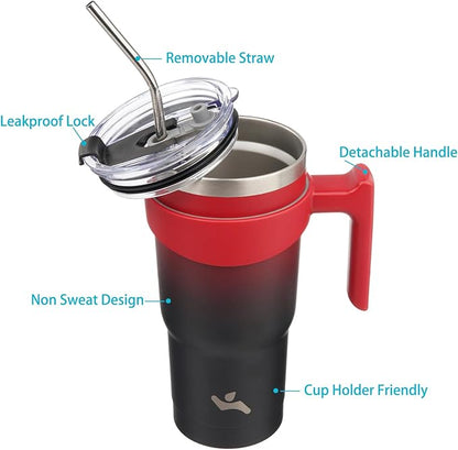 20 oz Tumbler with Handle and 2 Straw 2 Lid, Insulated Water Bottle Stainless Steel Vacuum Cup Reusable Travel Mug,Mystic Moon