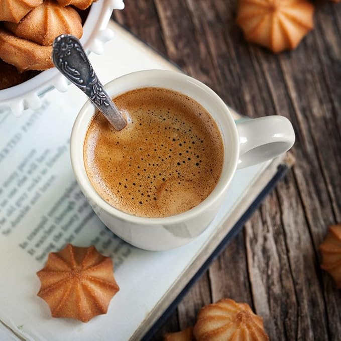 homEdge Mini Porcelain Espresso Cup, 4 Ounces / 120 ml Tiny Ceramic Coffee Mugs Demitasse for Espresso, Tea- Set of 6, White