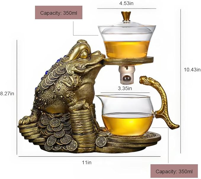 Creative Golden Cicada Shaped Magnetic Tea Pot - Semi Automatic Glass Teapot with Lazy Kungfu Drip Function - Suitable for Home/Office Reception Tea Set